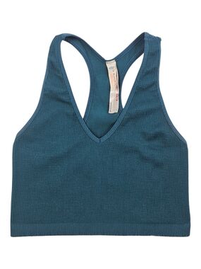 Free People Movement Free Throw Crop Emerald Green Ribbed V Neck Racerback Small